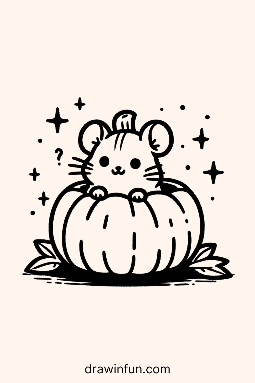 Hamster in a pumpkin easy drawing