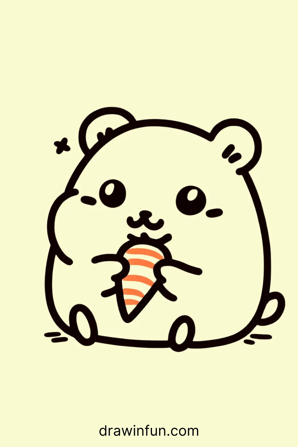 Hamster munching on a carrot easy drawing