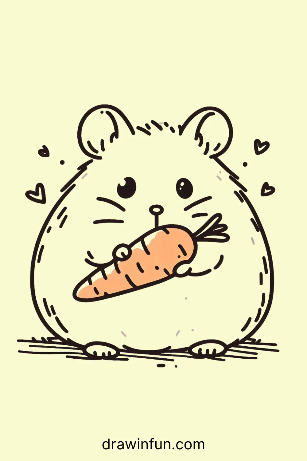 Hamster munching on a carrot easy drawing