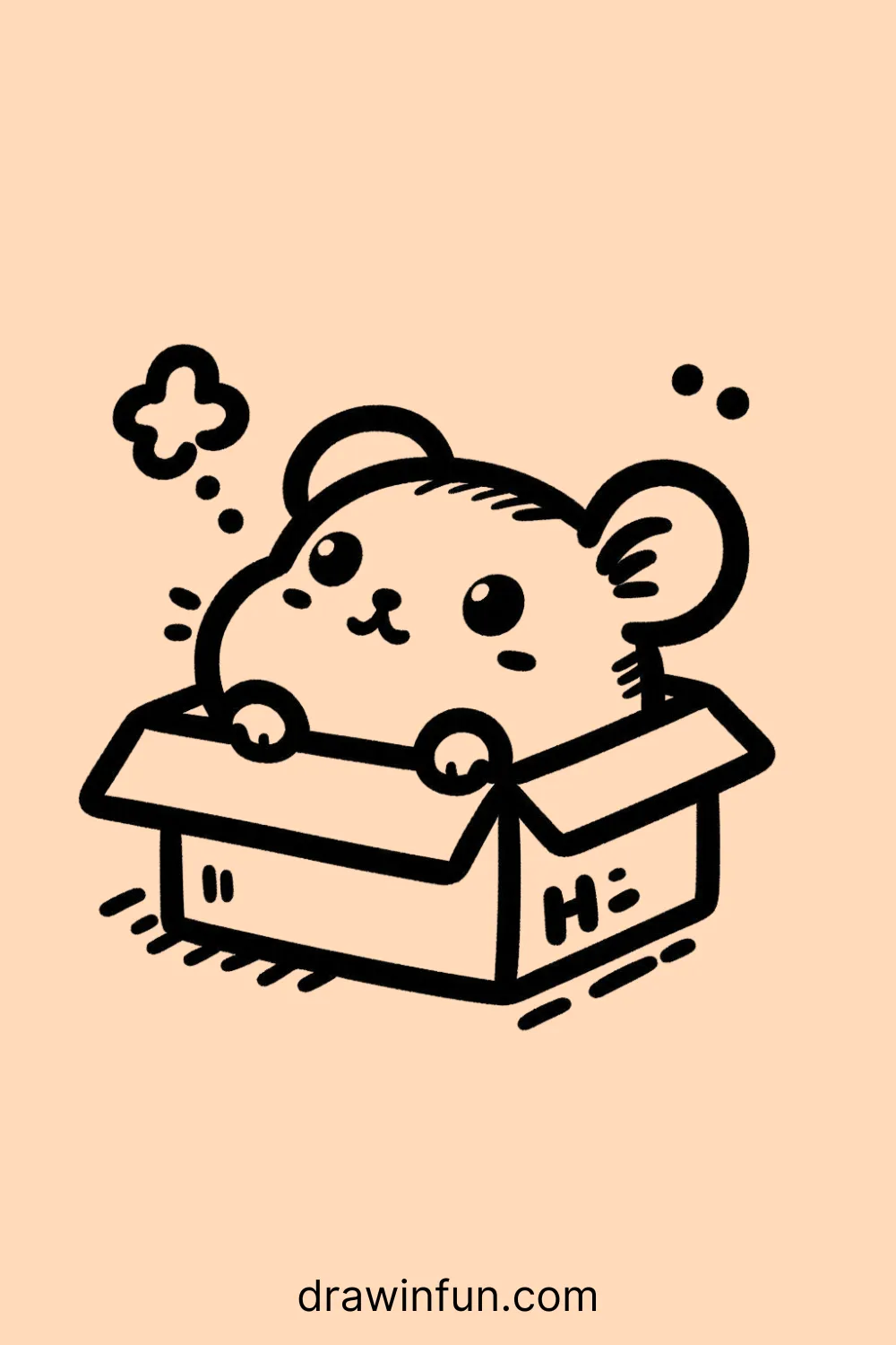 Hamster peeking out of a small box easy drawing