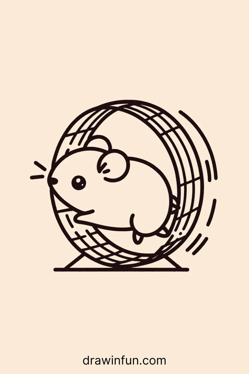 Hamster running on a wheel easy drawing