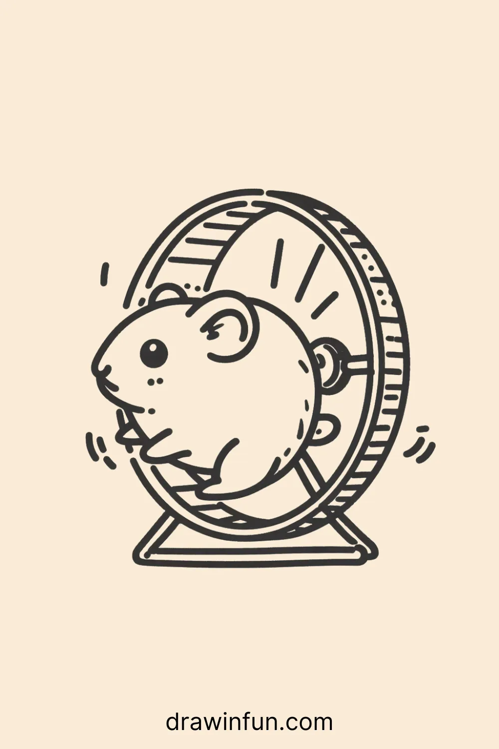 Hamster running on a wheel easy drawing