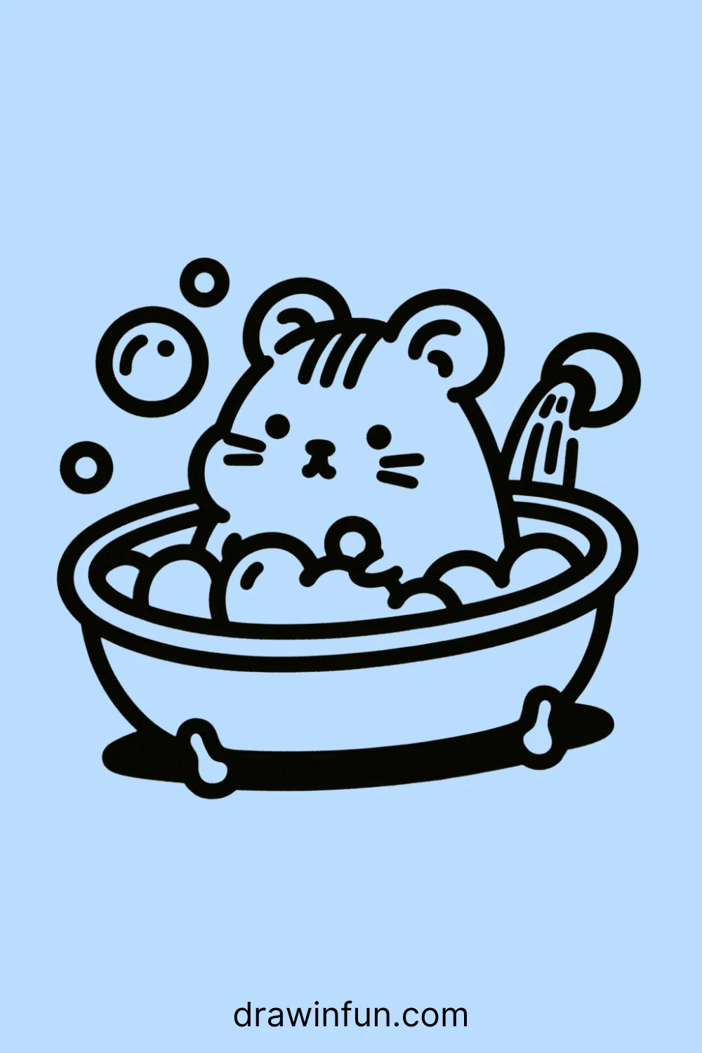 Hamster taking a bubble bath easy drawing