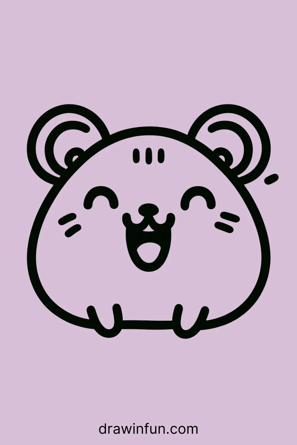 Happy hamster with a big smile easy drawing