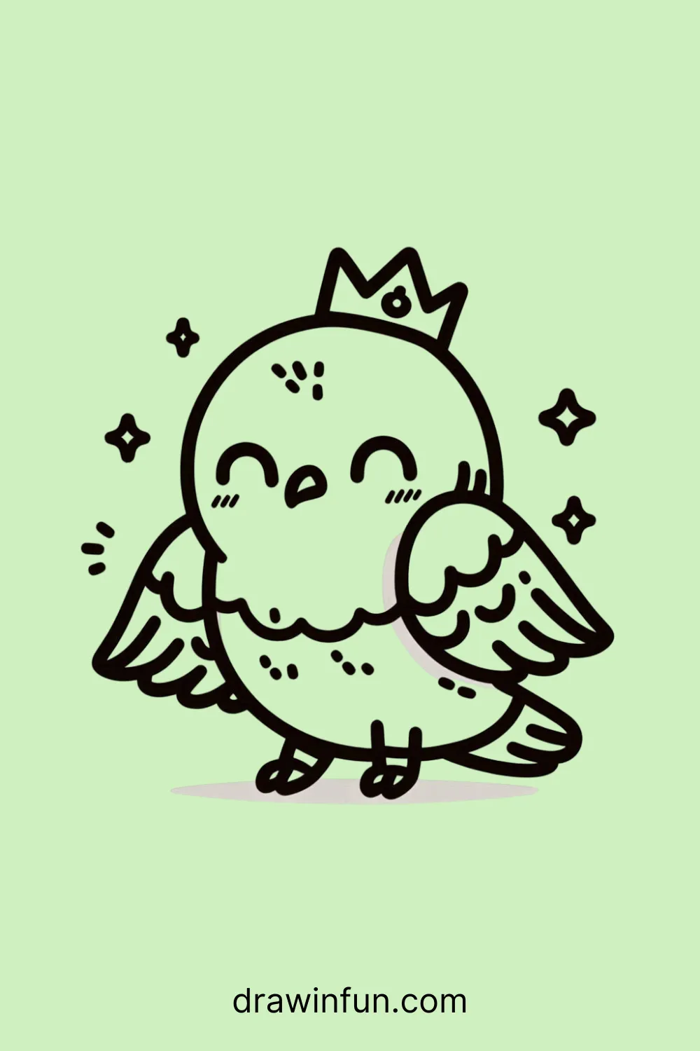 Hawk wearing a crown easy drawing