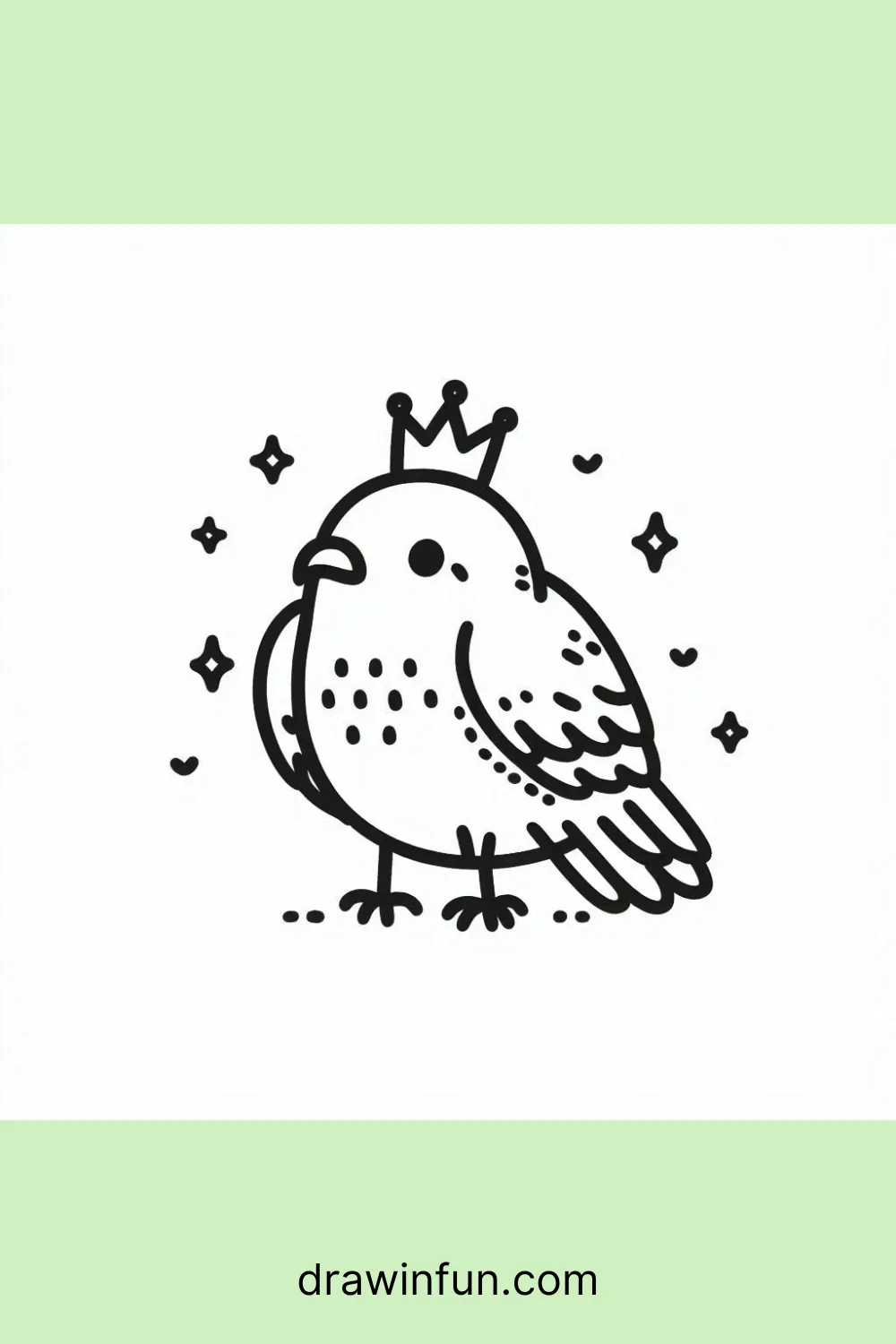 Hawk wearing a crown easy drawing