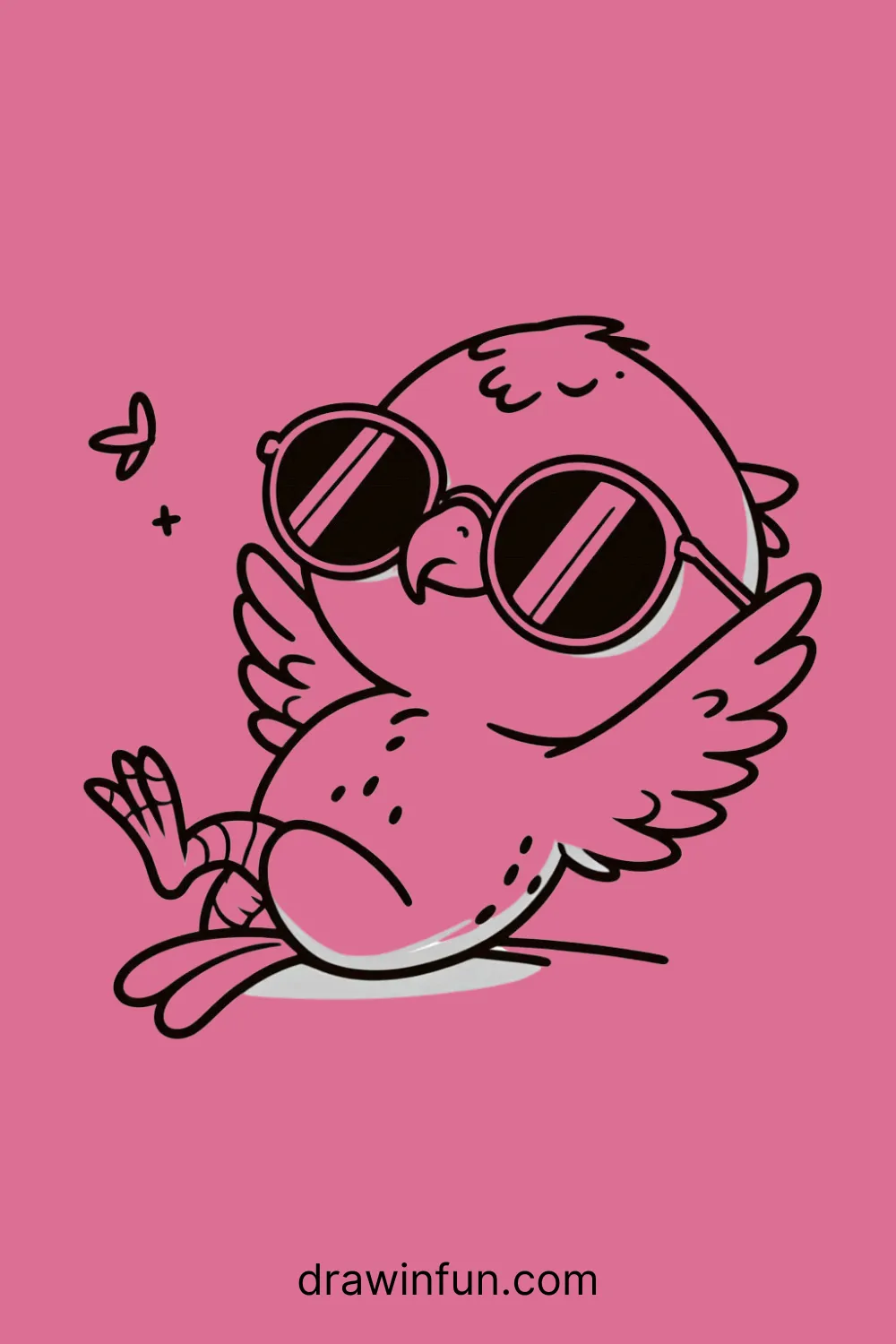 Hawk wearing oversized sunglasses easy drawing