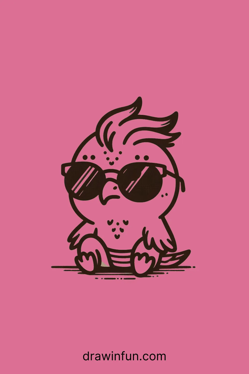 Hawk wearing oversized sunglasses easy drawing