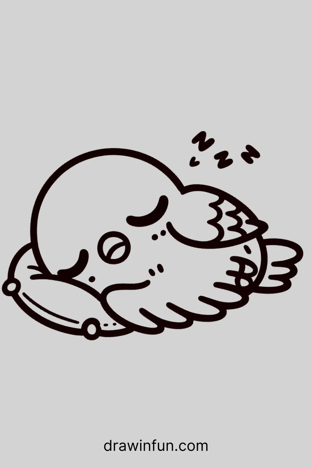 Hawk with a tiny pillow easy drawing