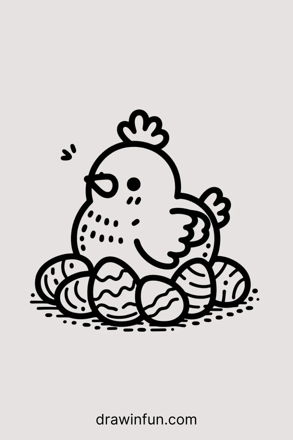 Hen Sitting on Eggs easy drawing