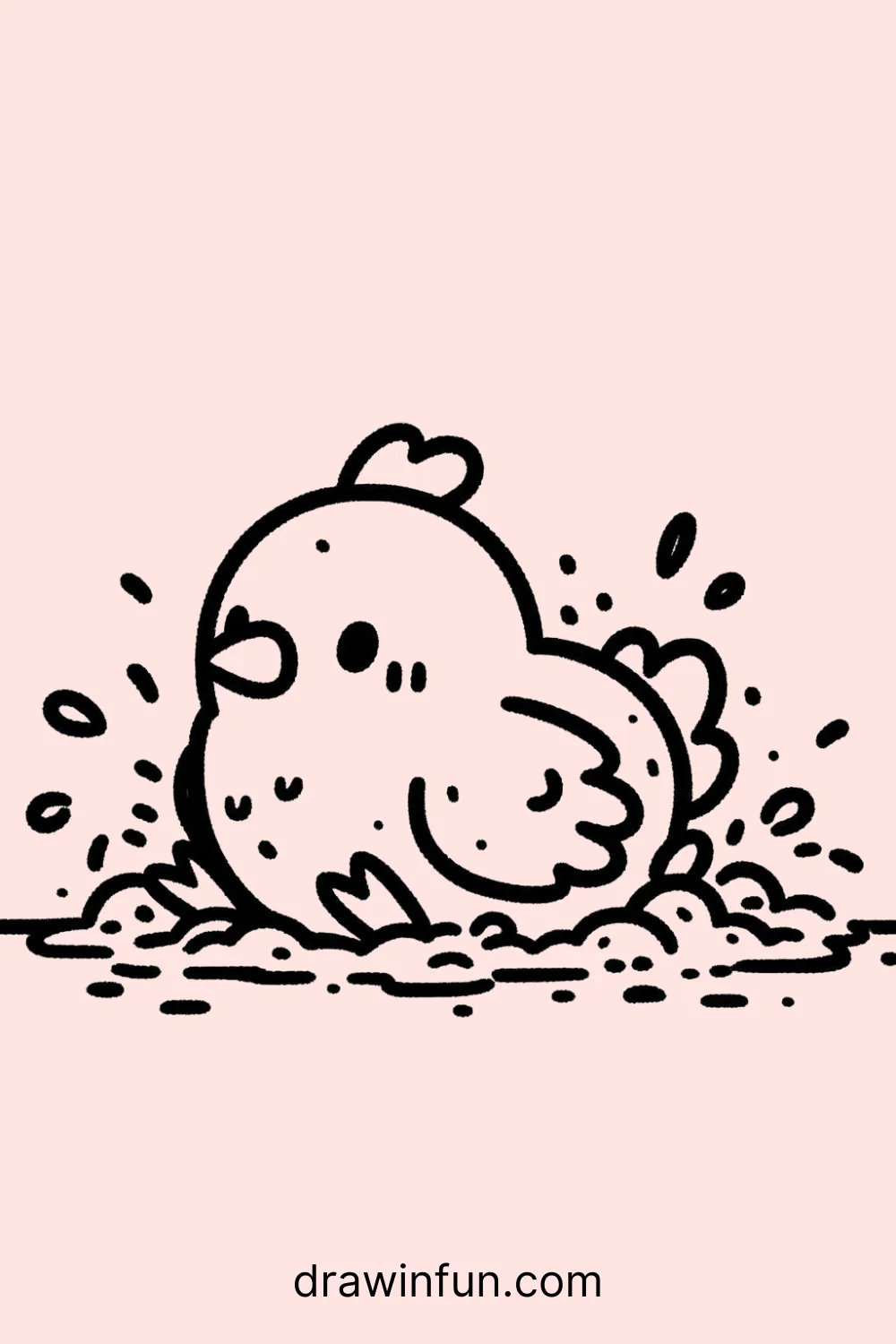 Hen Taking a Dust Bath easy drawing