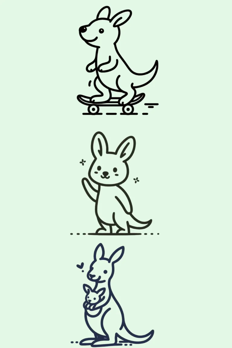 Easy Cute kangaroo Drawing Ideas