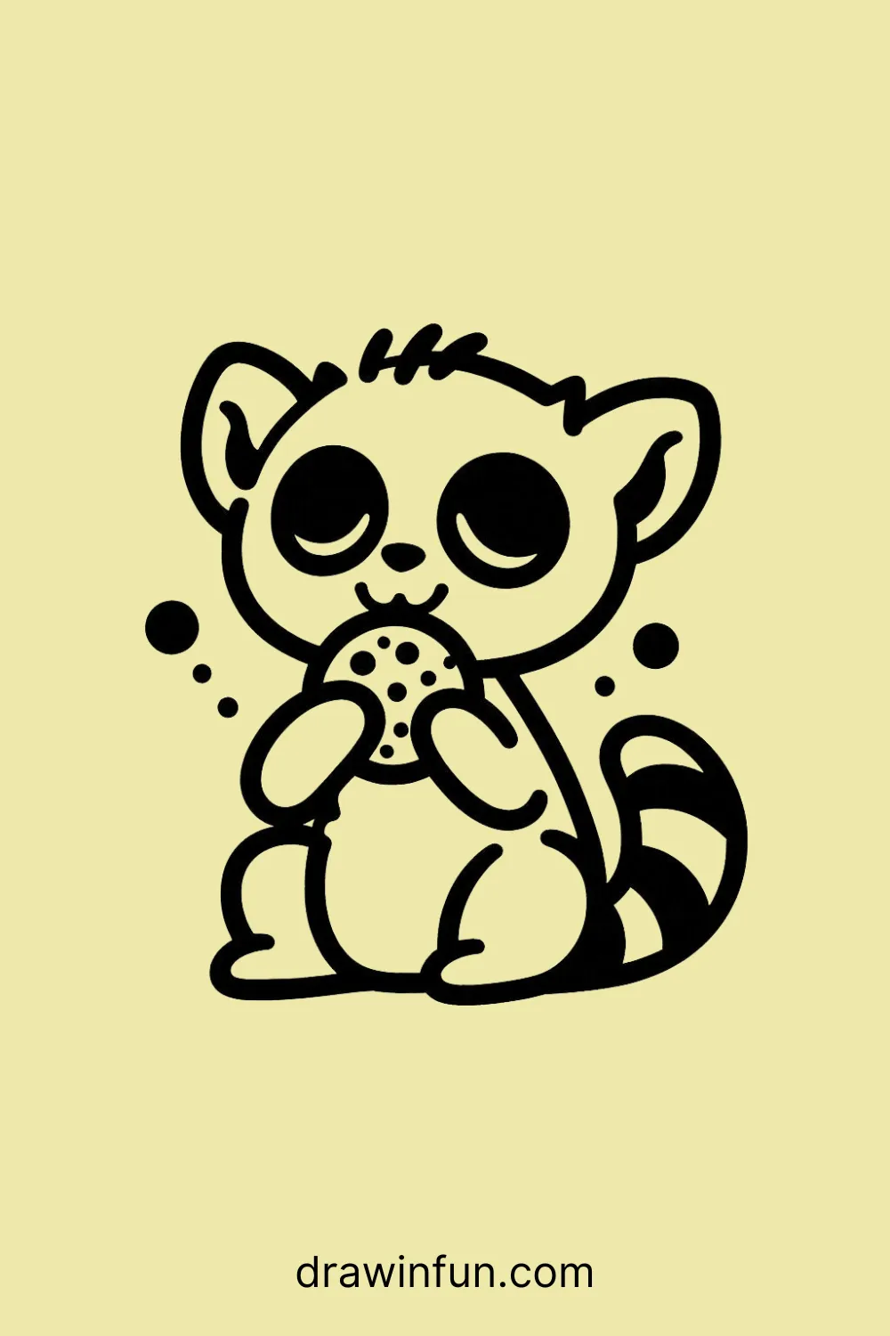 Lemur eating a cookie easy drawing