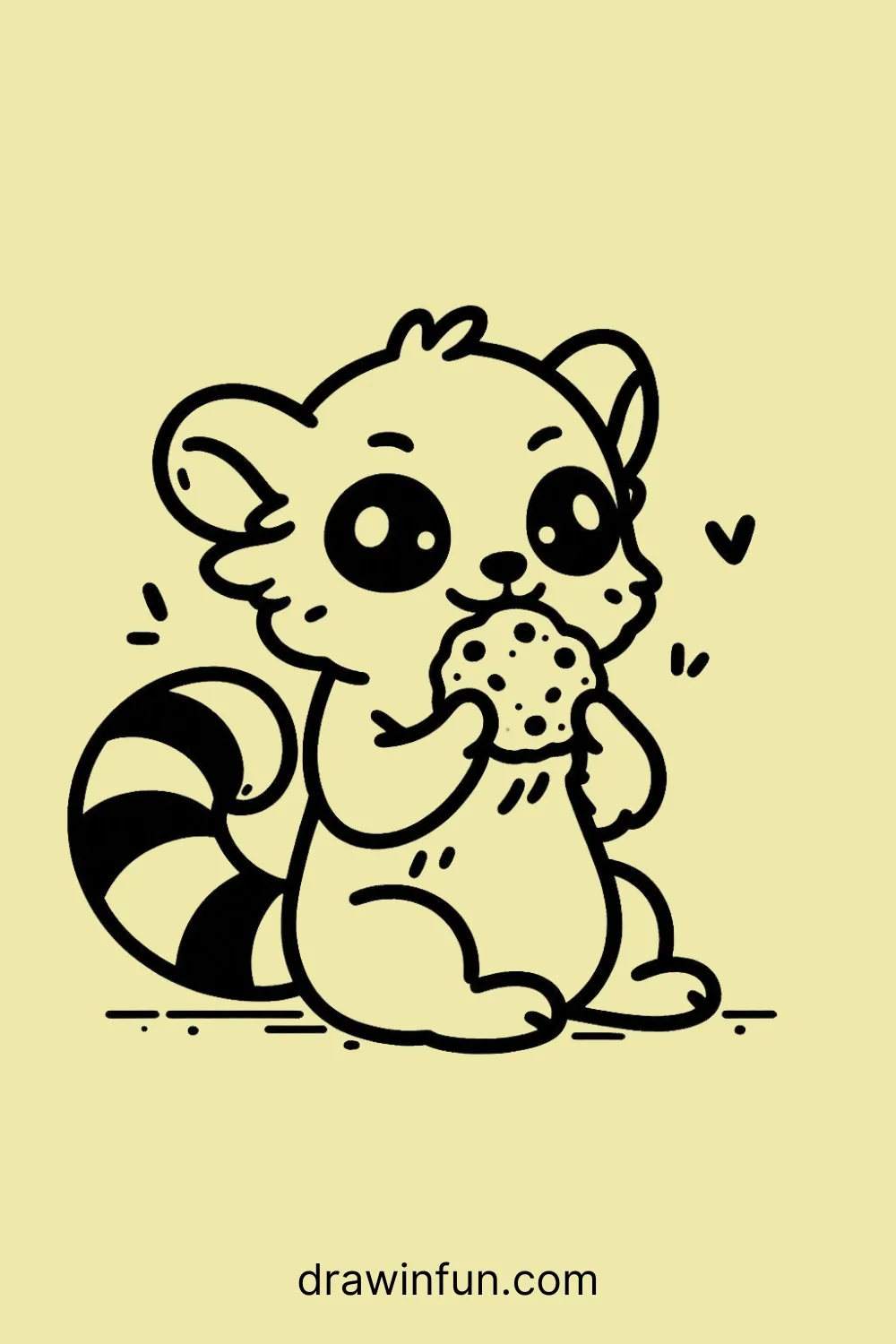 Lemur eating a cookie easy drawing