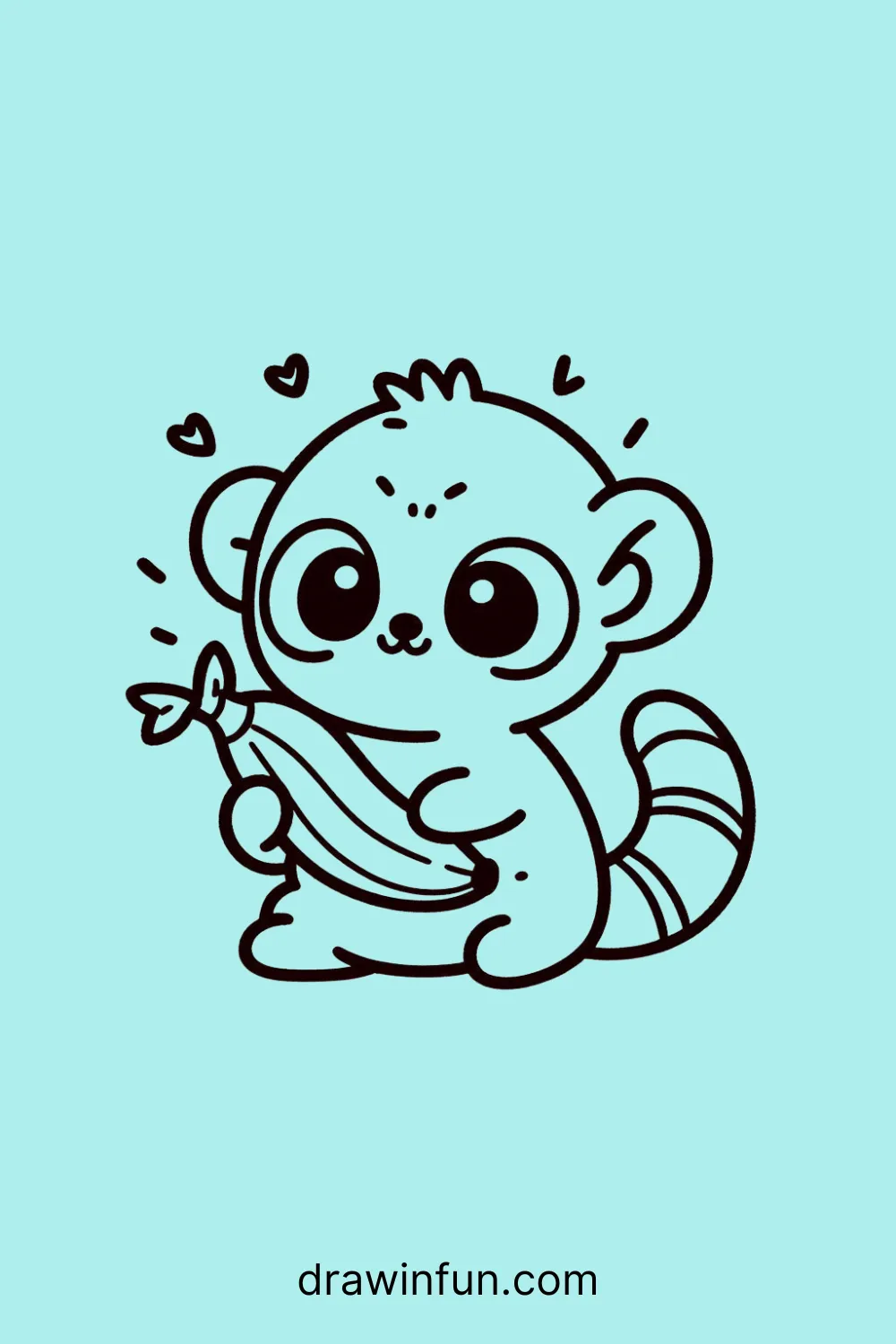 Lemur holding a banana easy drawing