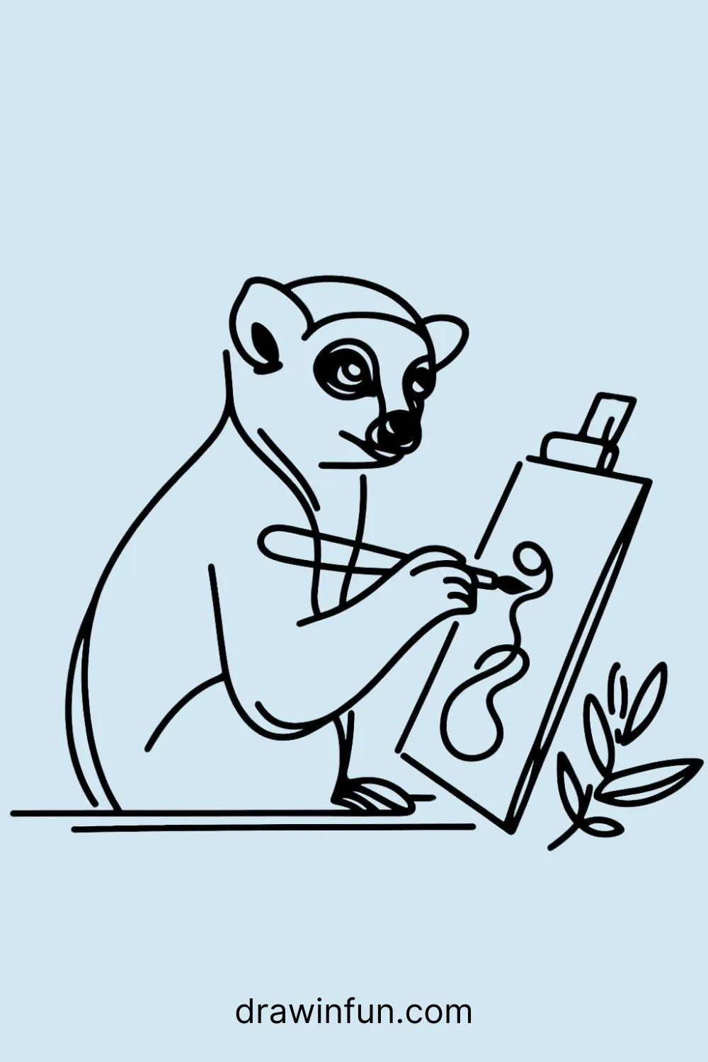 Lemur painting a picture easy drawing