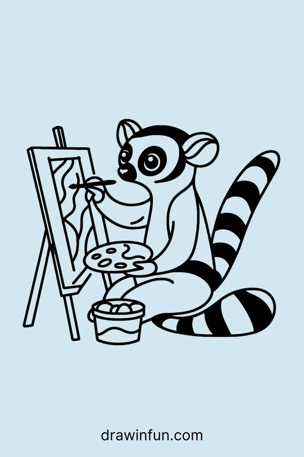 Lemur painting a picture easy drawing