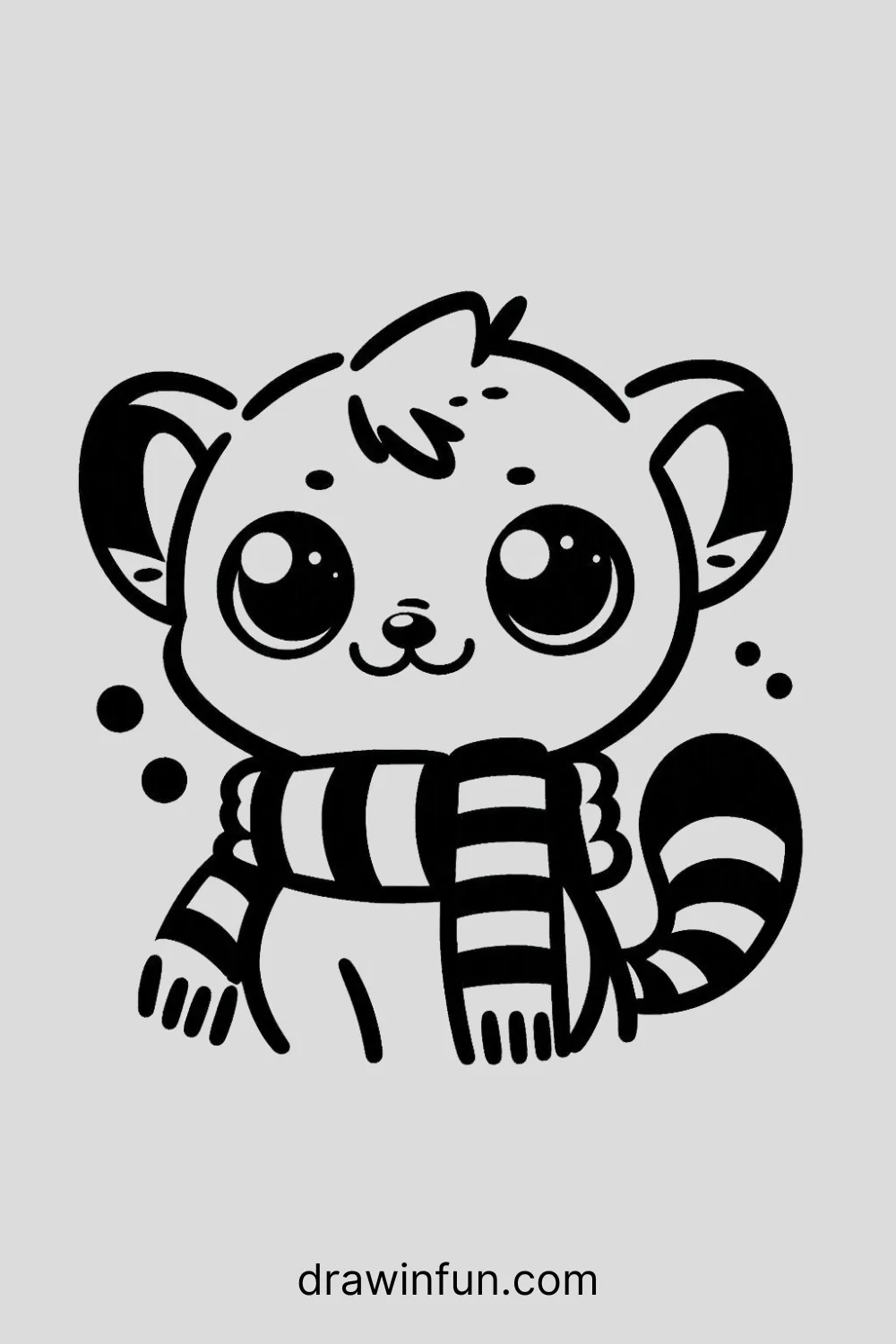 Lemur wearing a scarf easy drawing