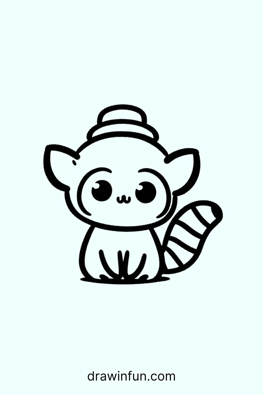 Lemur wearing a tiny hat easy drawing