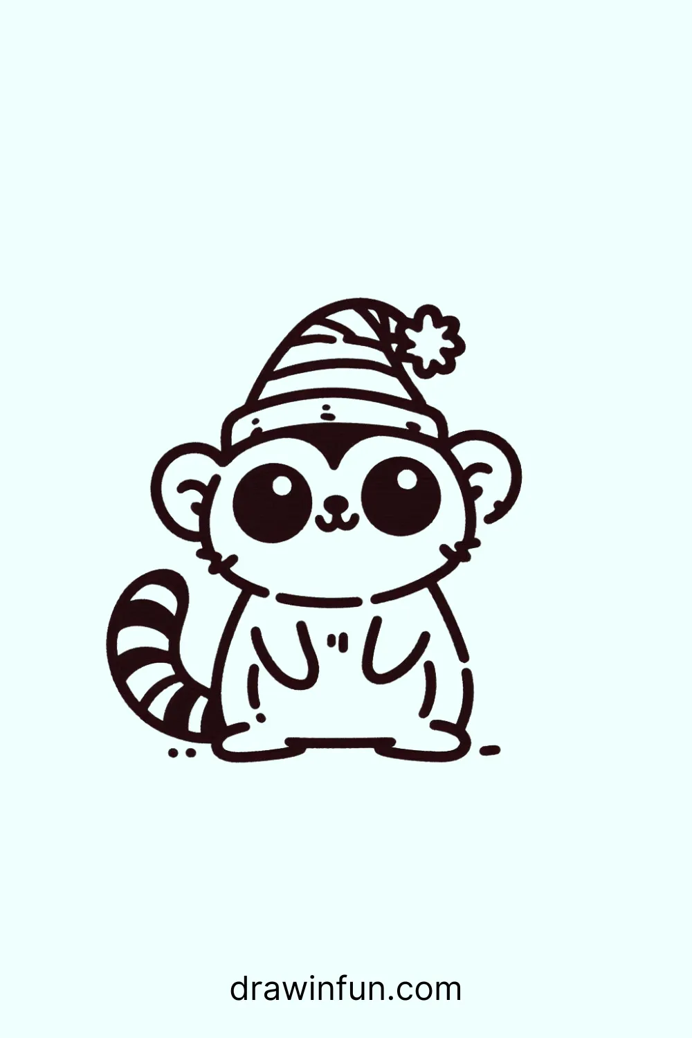 Lemur wearing a tiny hat easy drawing