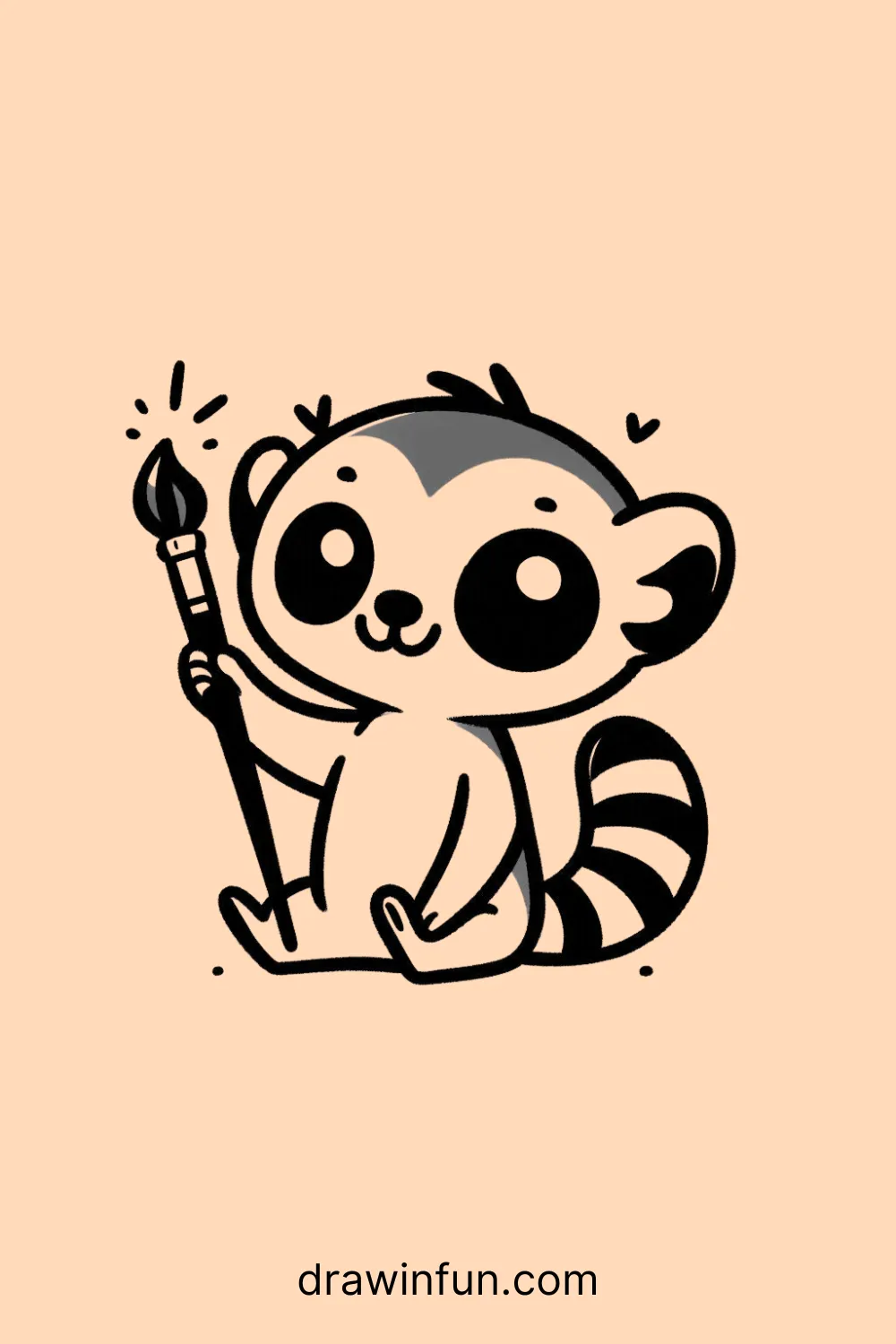 Lemur with a paint palette easy drawing