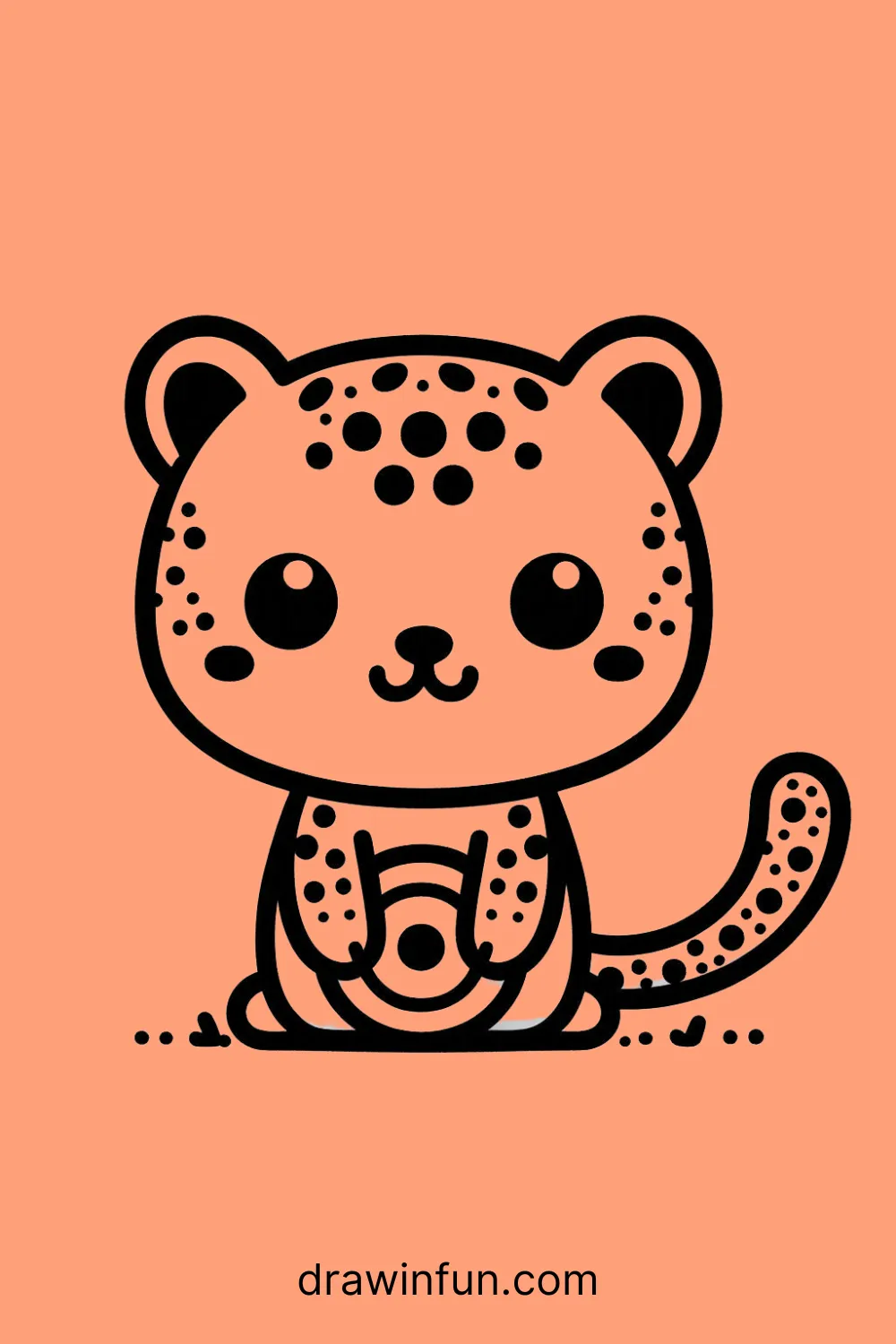 Leopard with a Frisbee easy drawing