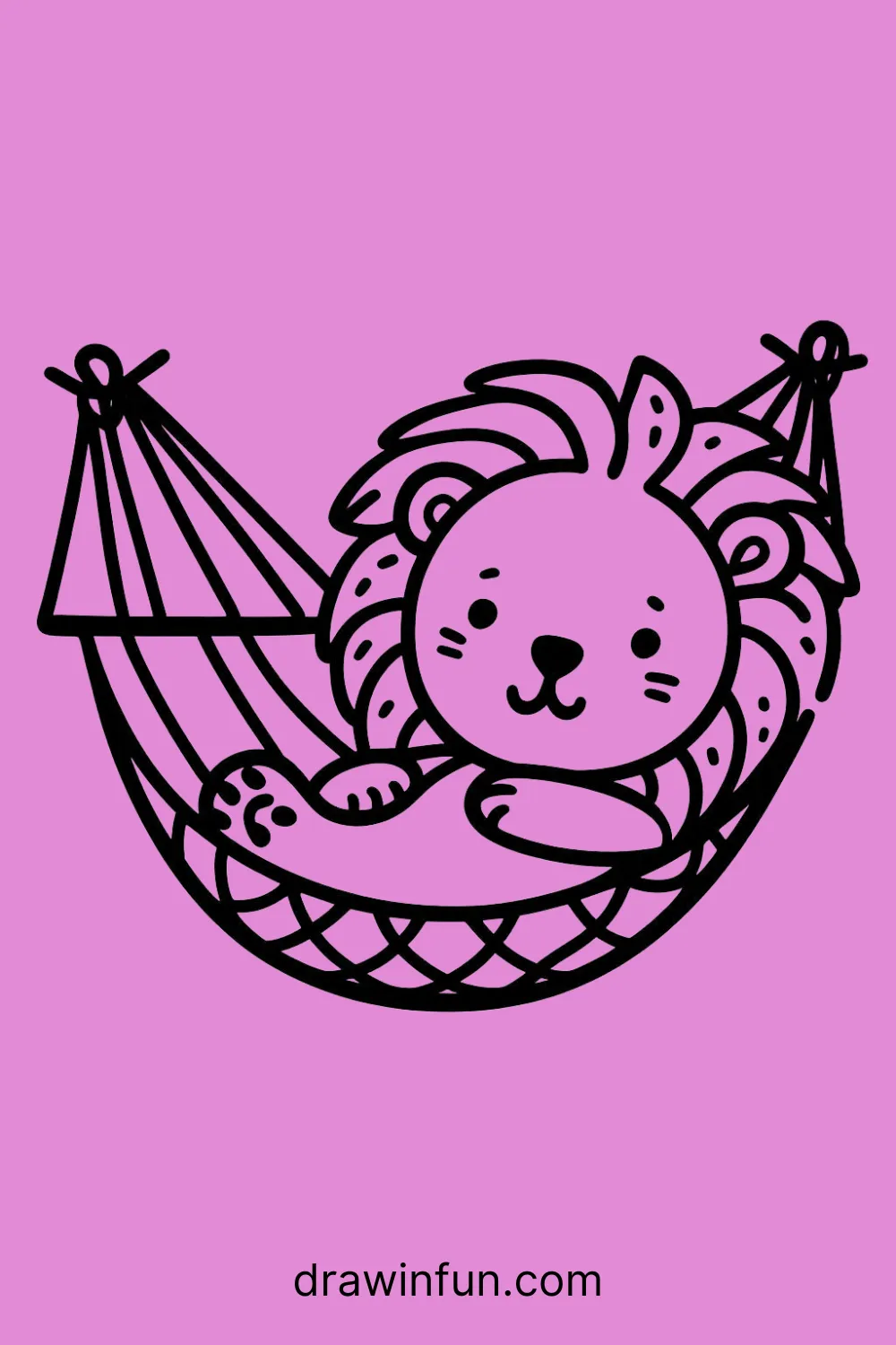 Lion in a Hammock easy drawing