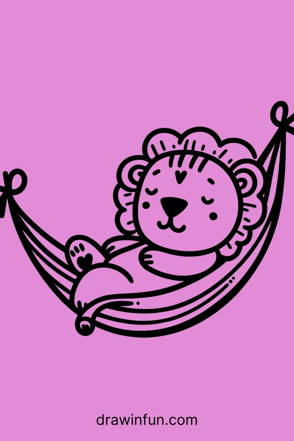 Lion in a Hammock easy drawing