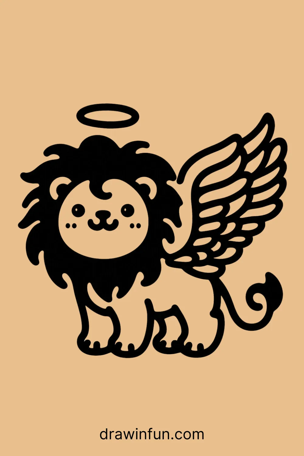 Lion with Angel Wings easy drawing