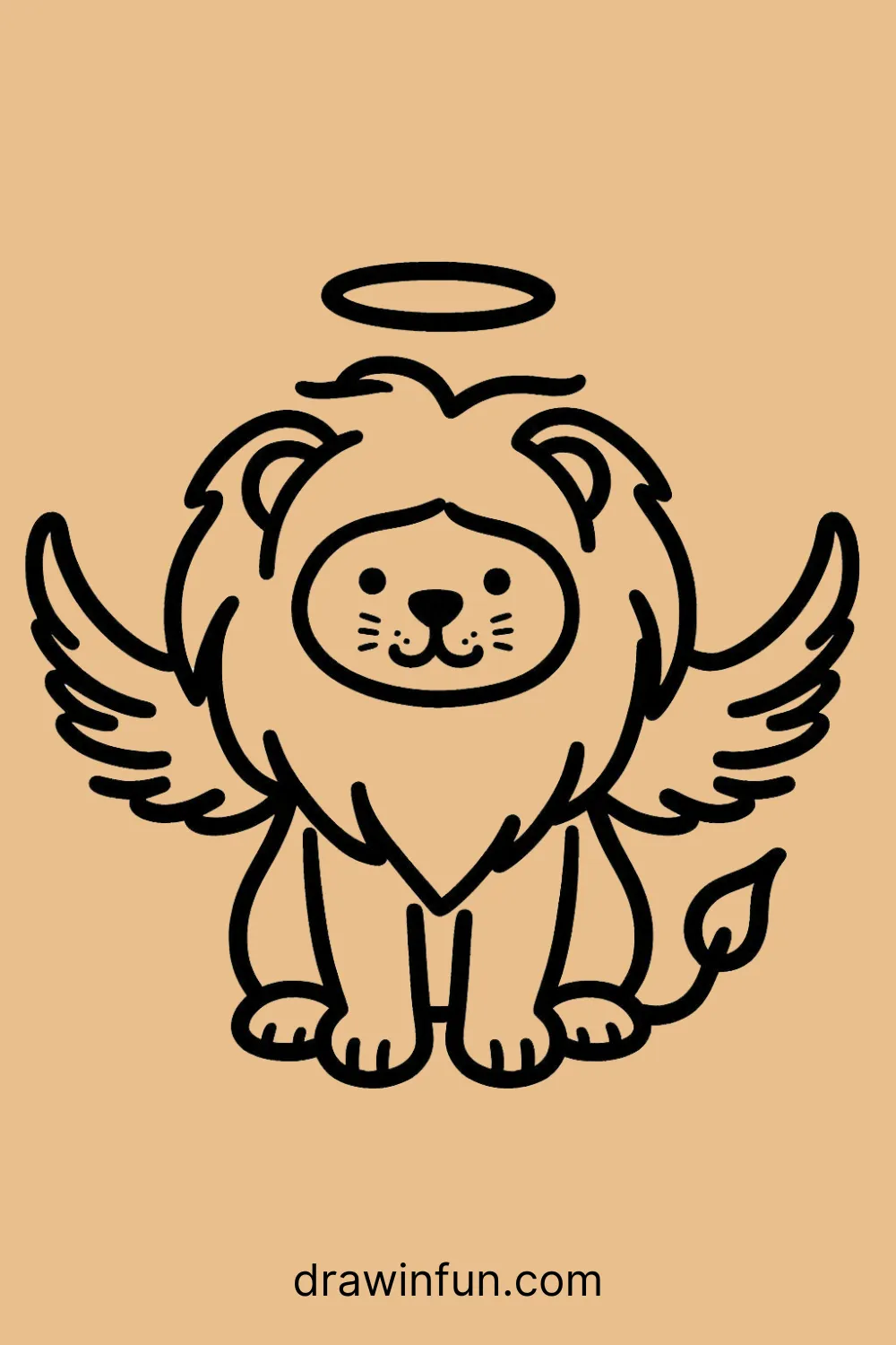 Lion with Angel Wings easy drawing