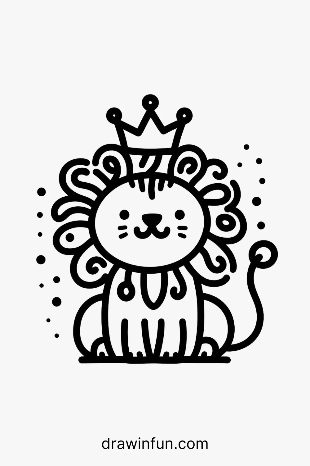 Lion wearing a crown easy drawing