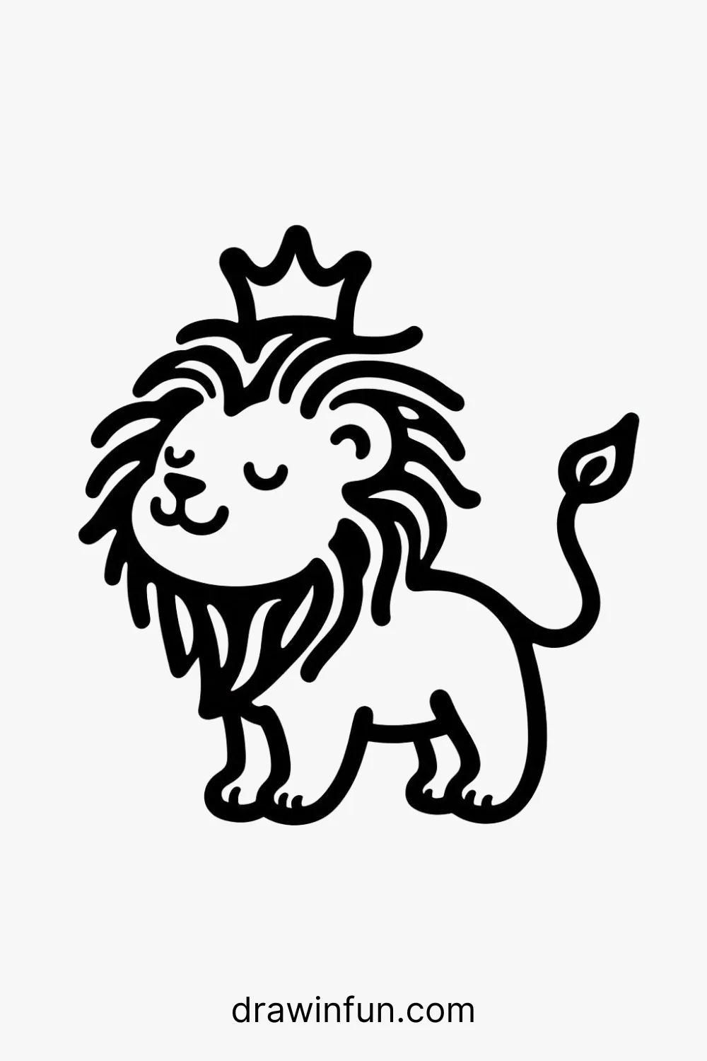 Lion wearing a crown easy drawing