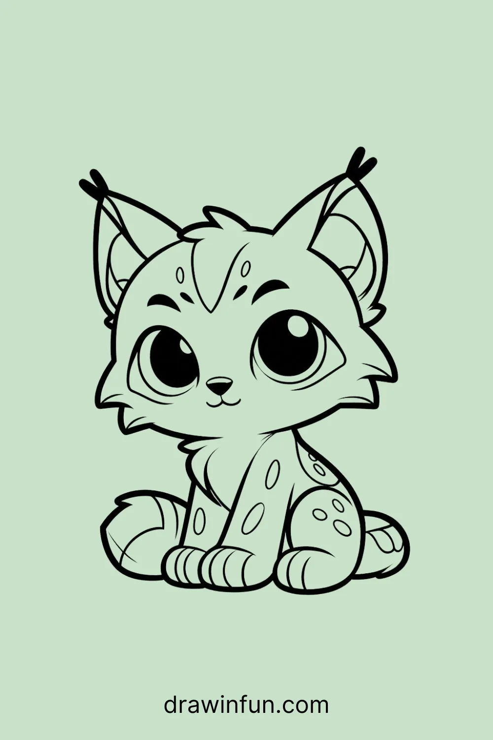 Lynx sitting calmly easy drawing