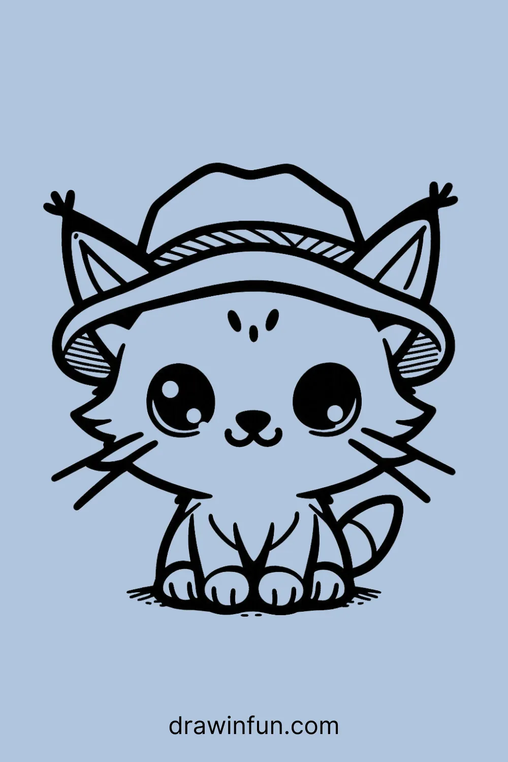 Lynx with a cute hat easy drawing