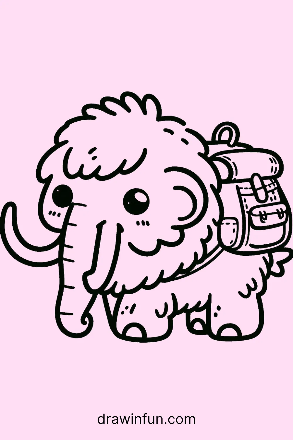 Mammoth carrying a backpack easy drawing