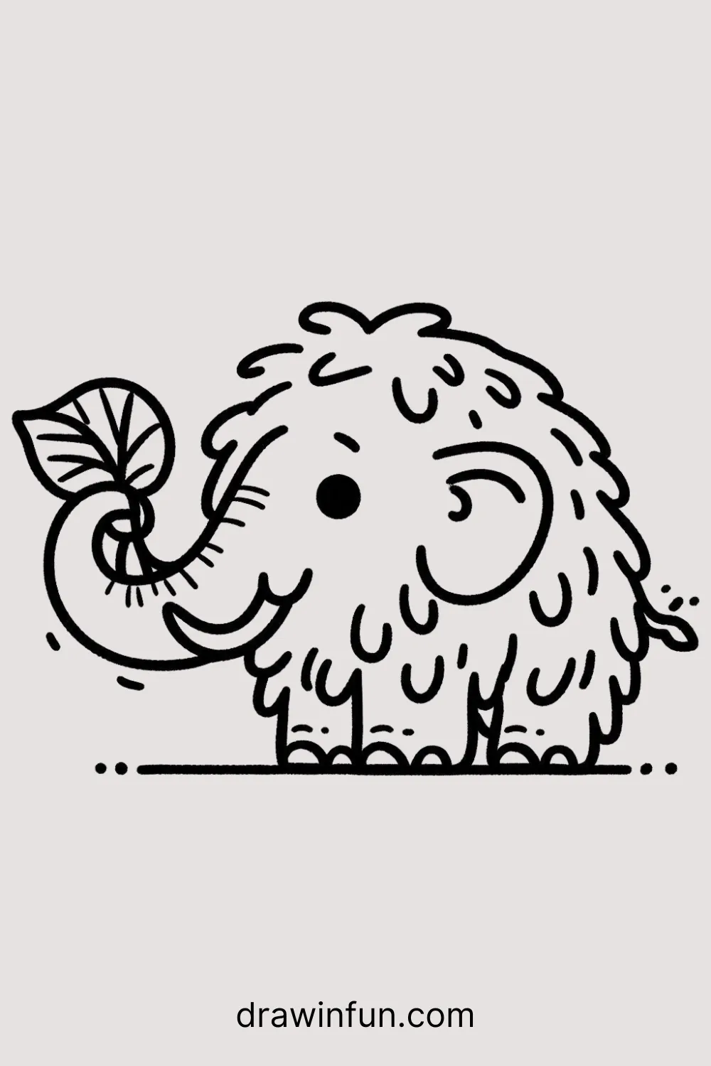 Mammoth eating a leaf easy drawing