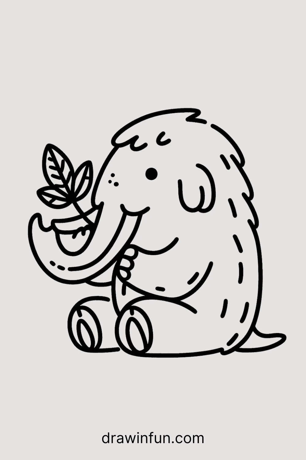 Mammoth eating a leaf easy drawing