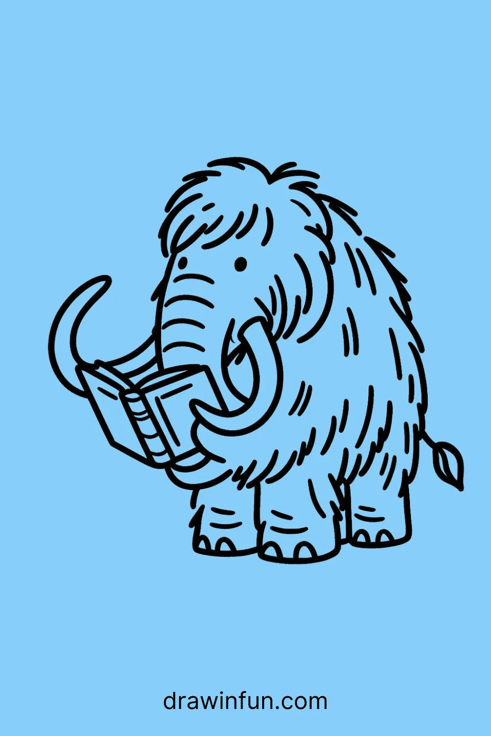 Mammoth holding a book easy drawing