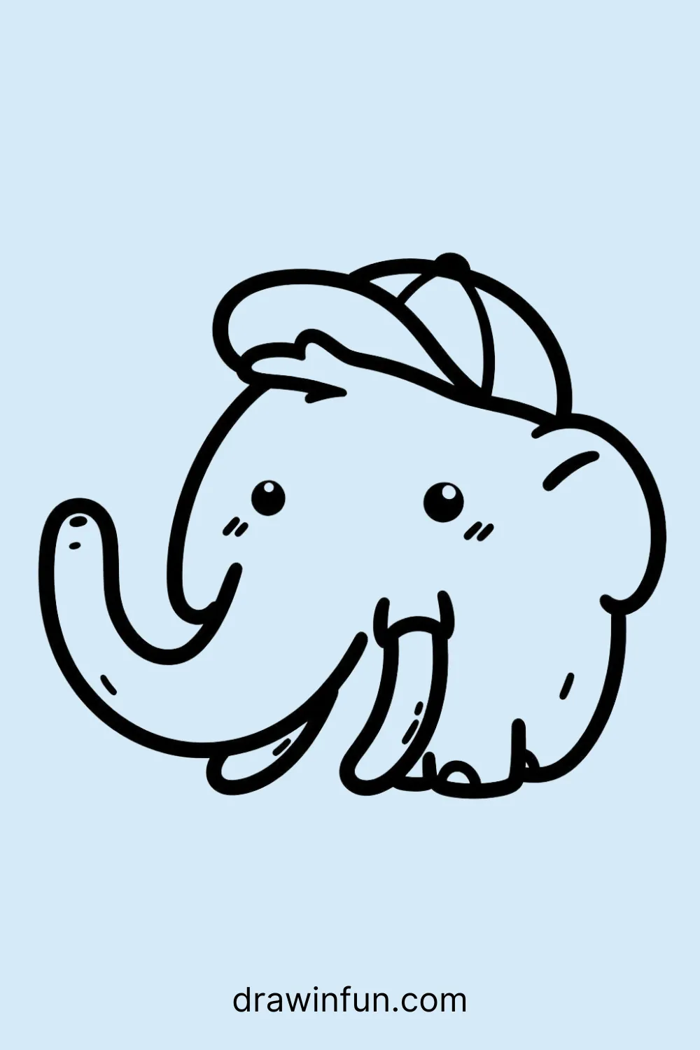 Mammoth wearing a baseball cap easy drawing