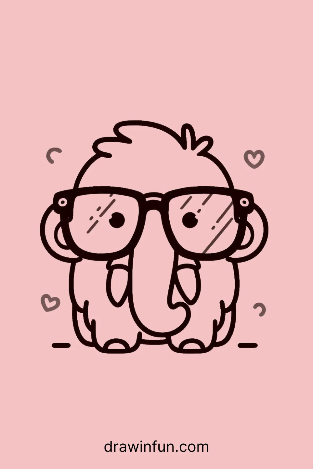 Mammoth wearing glasses easy drawing