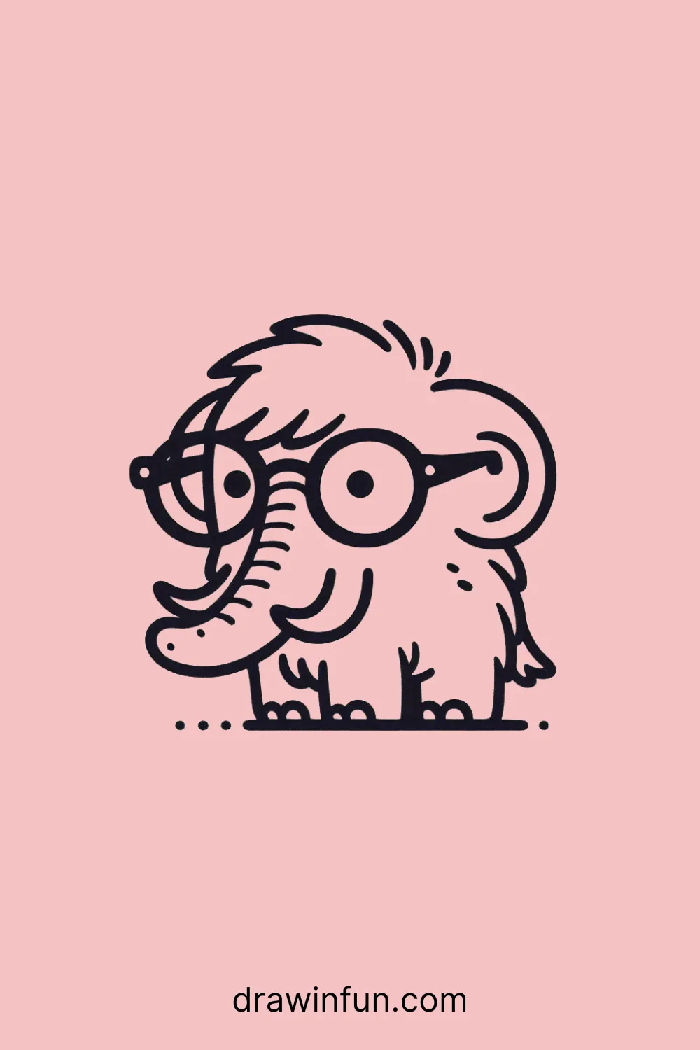 Mammoth wearing glasses easy drawing