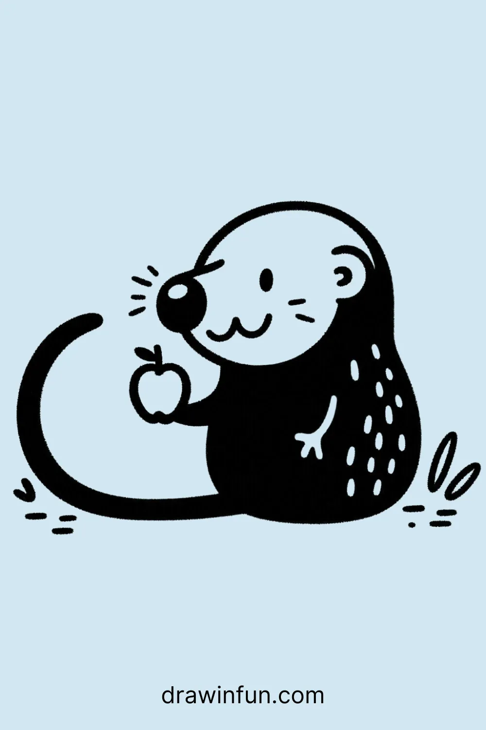 Mole holding an apple easy drawing