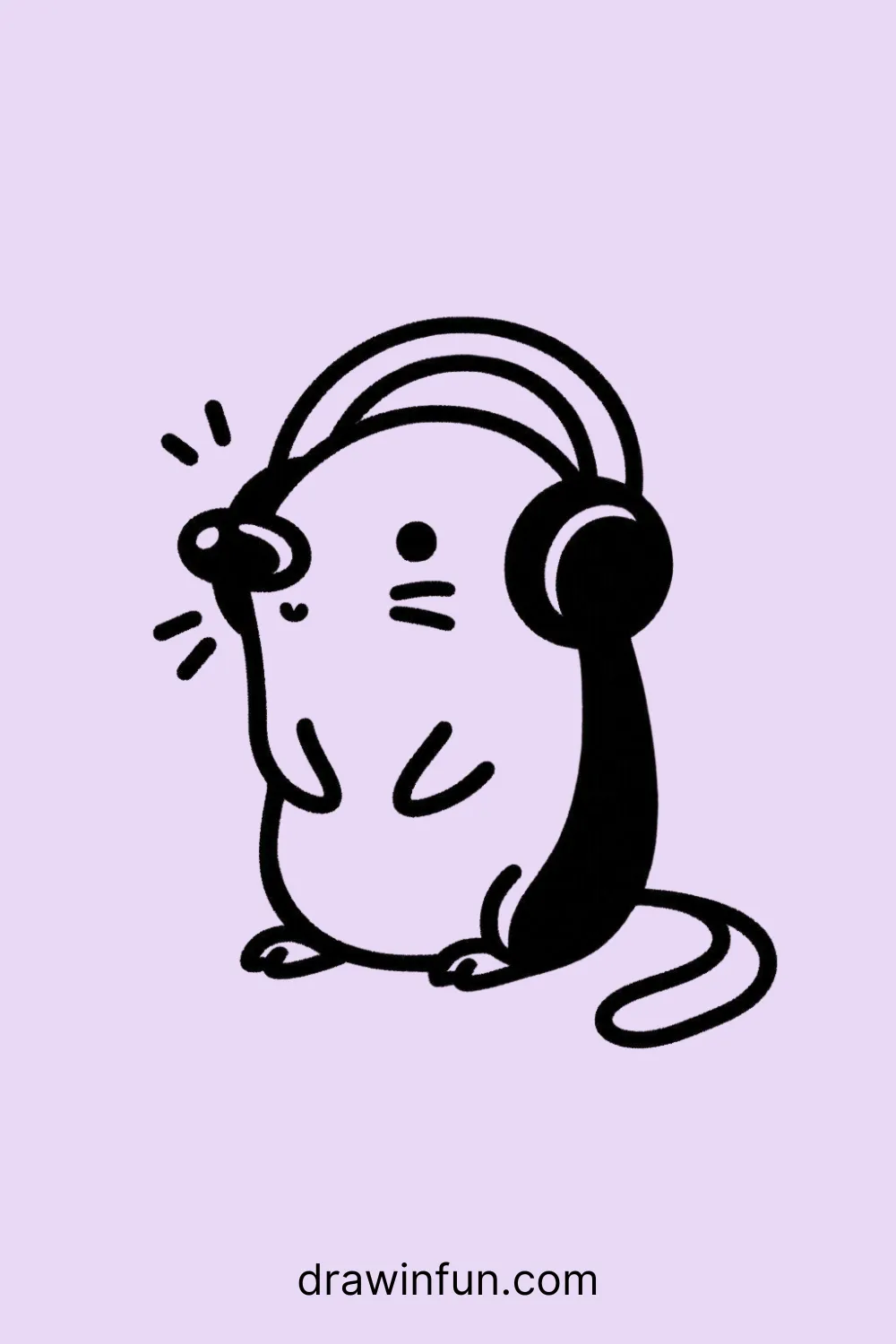 Mole with a pair of headphones easy drawing