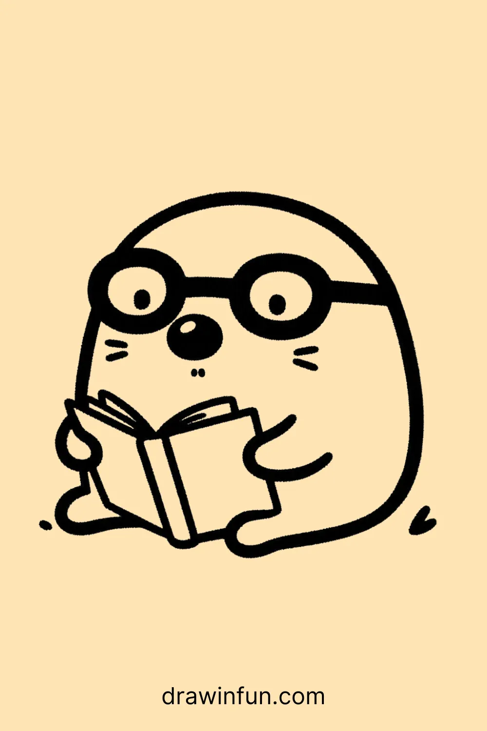 Mole with a pair of reading glasses easy drawing