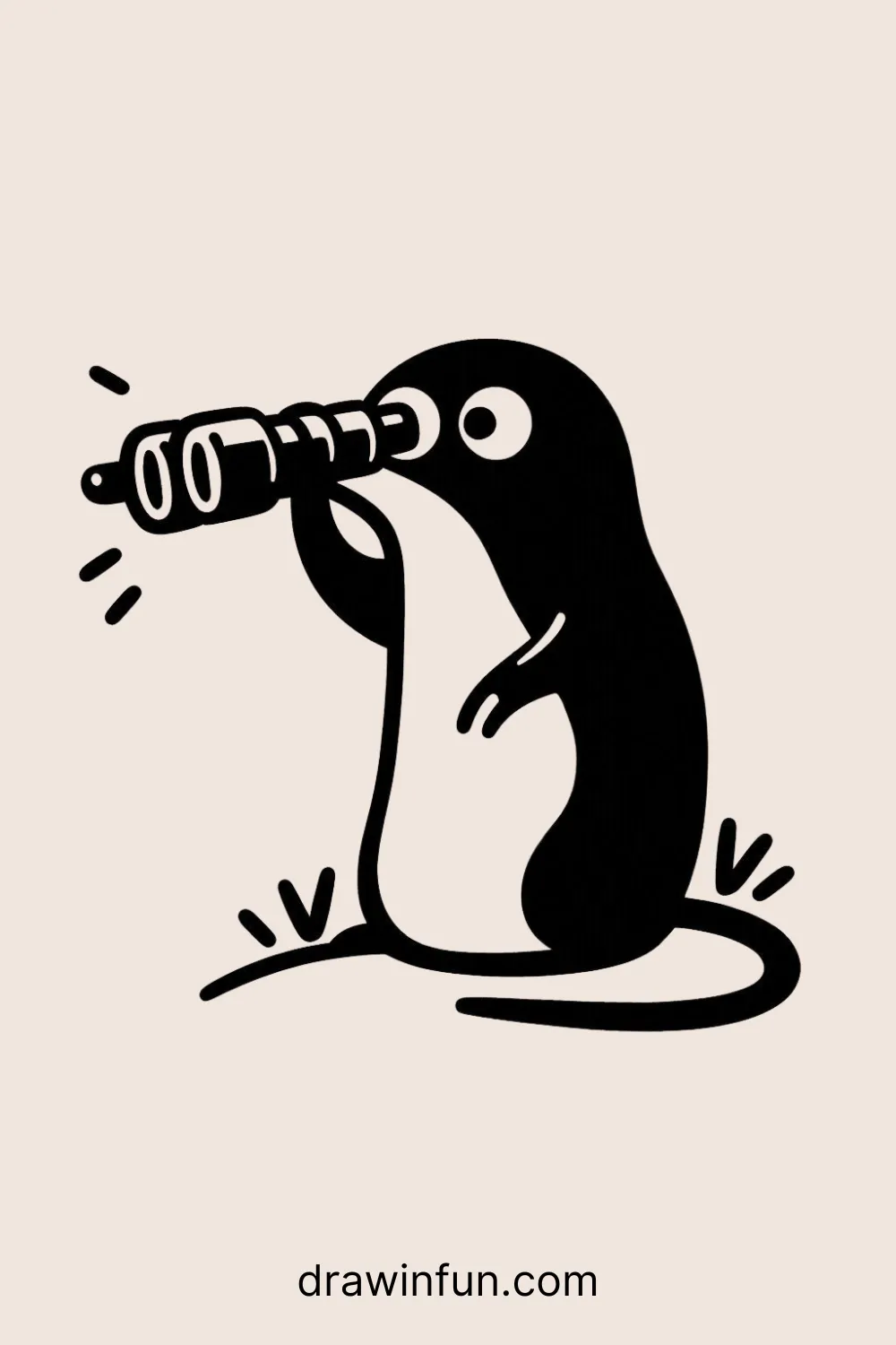 Mole with a pair of binoculars easy drawing