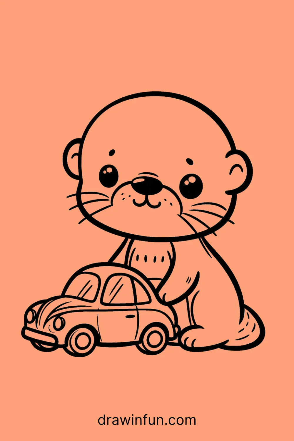 Otter Playing with a Toy easy drawing