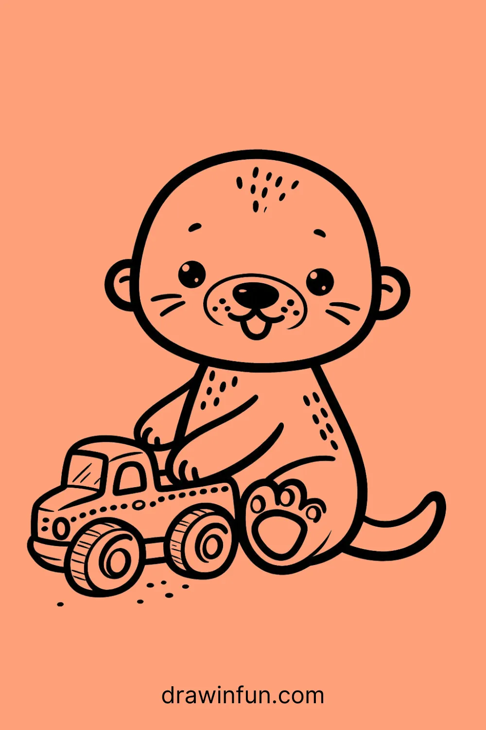 Otter Playing with a Toy easy drawing