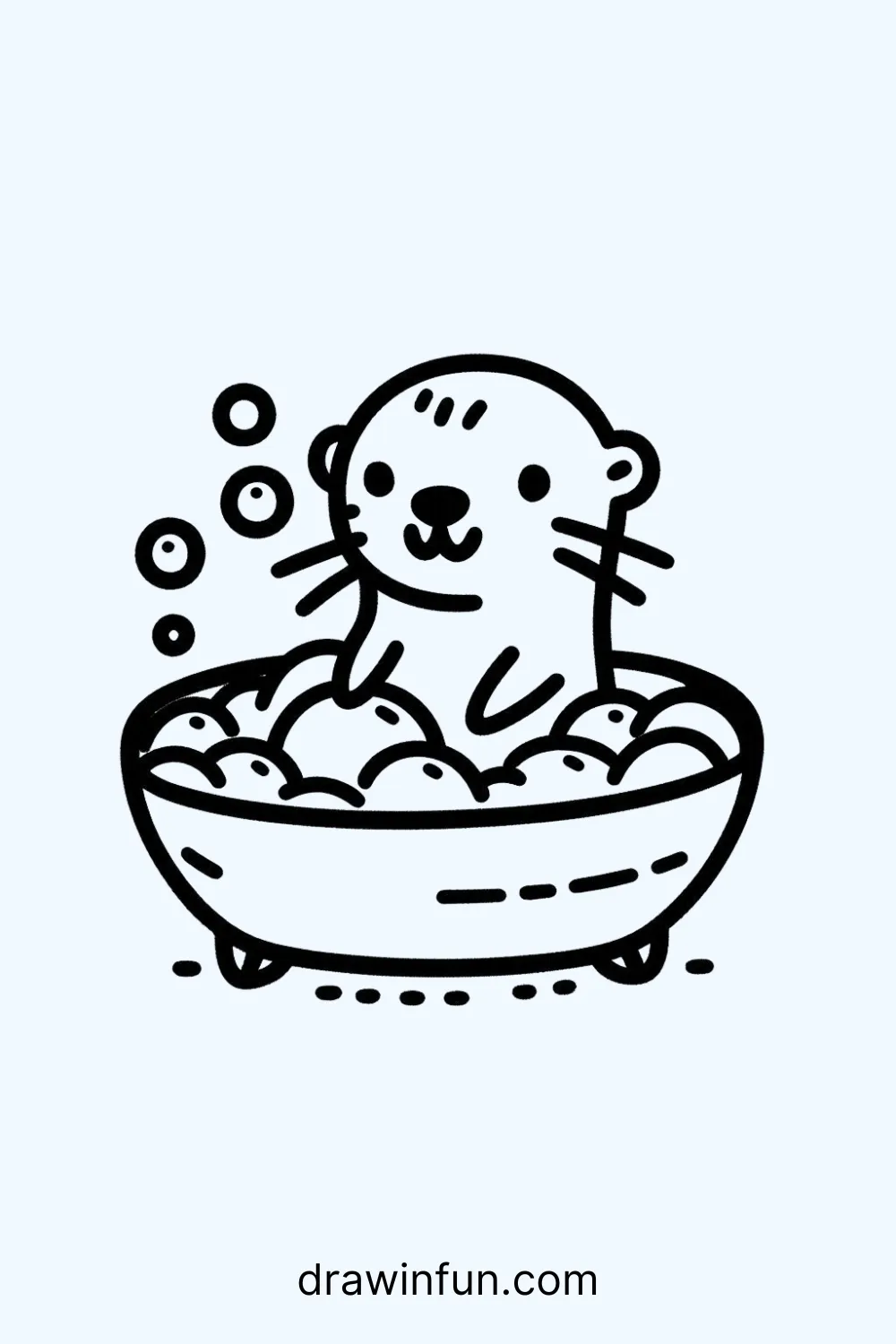 Otter in a Bubble Bath easy drawing