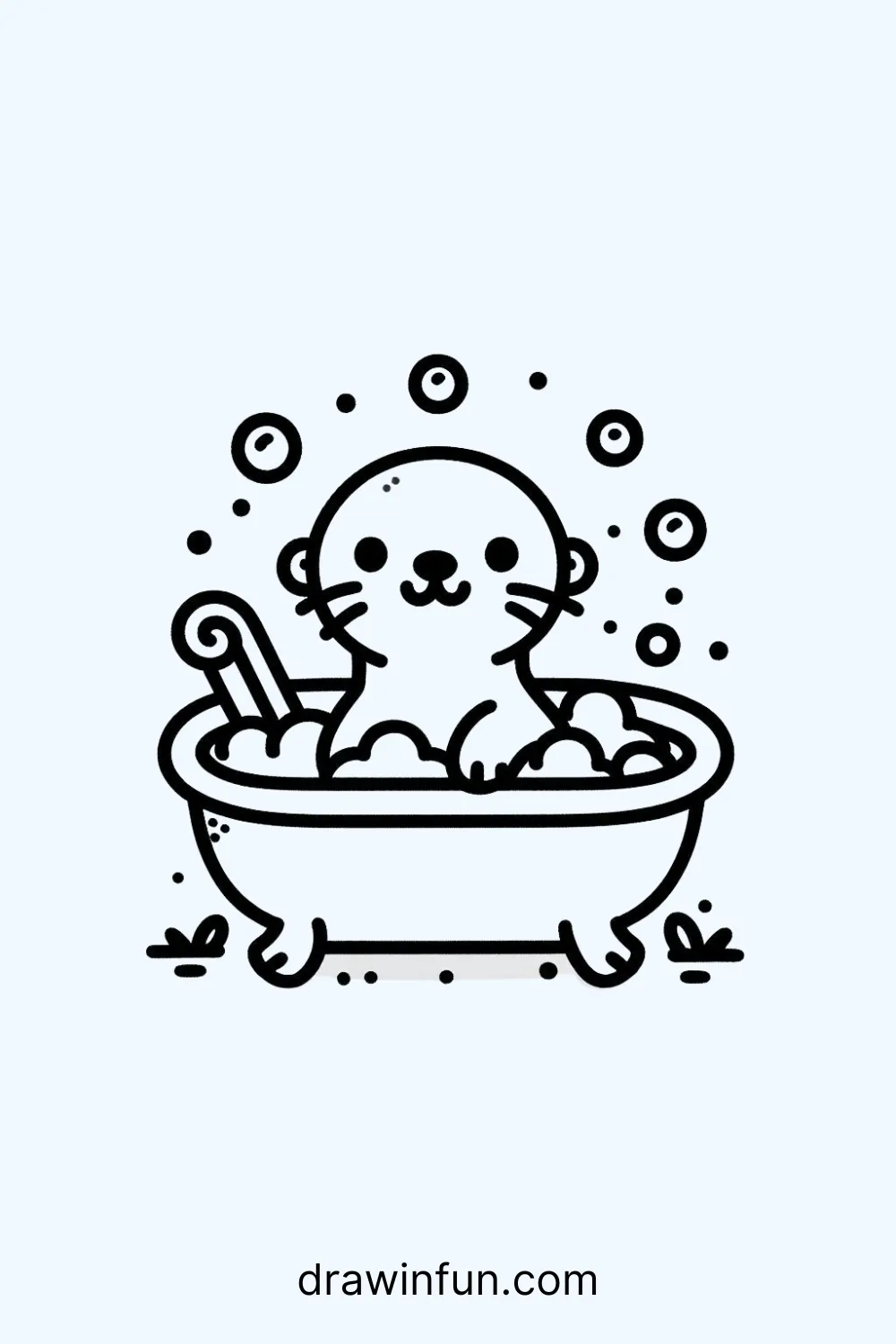 Otter in a Bubble Bath easy drawing