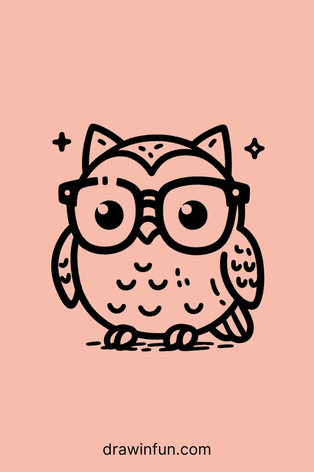 Owl Wearing Glasses easy drawing